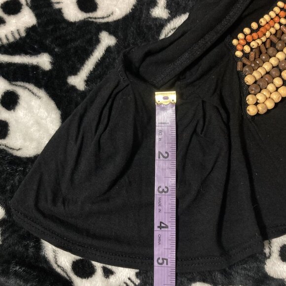 LUNDSTROM Black scoop neck beaded flutter sleeve top ~ Boho LARGE XL shirt tee - Picture 8 of 12